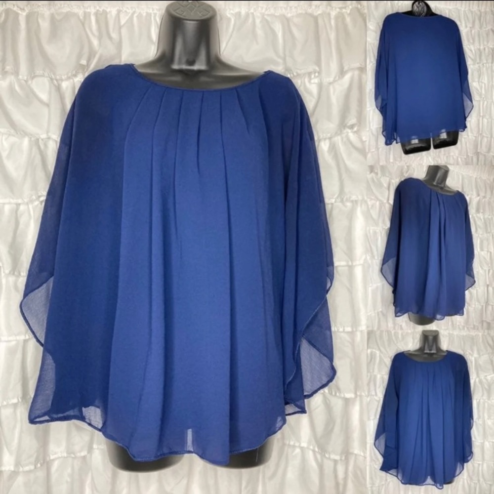 Sophie Max Layered Chiffon Top in Royal Blue S